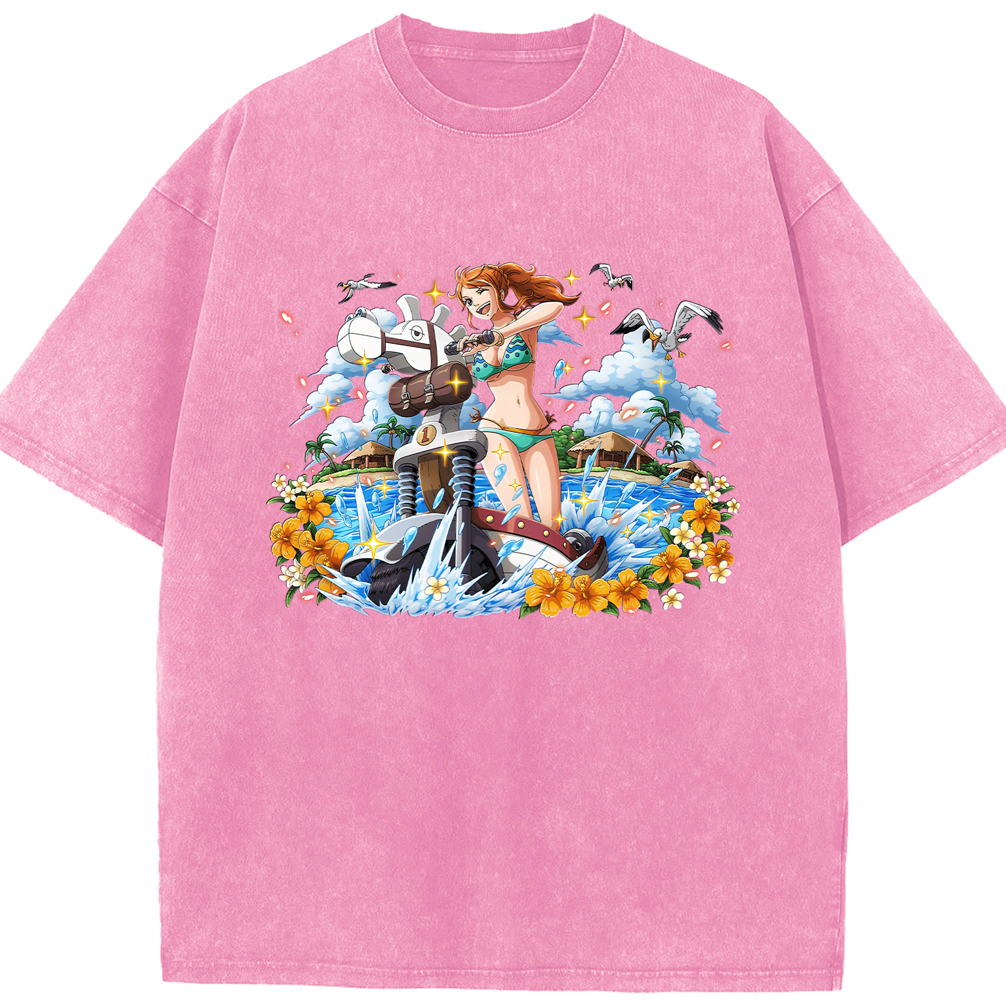ワンピース ナミ ONE PIECE Nami 綿100% ヴィンテージ風 半袖Tシャツ（フロントプリント）